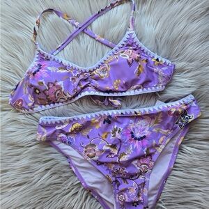 Cupshe Purple Floral Two-Piece Bikini Set